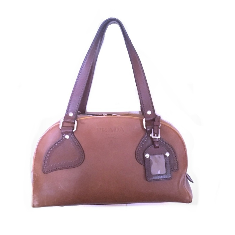 Prada Saddle Brown Leather & Tag Handbag